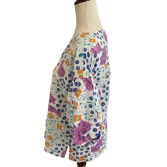 OLIPHANT Floral Patterned Puff Sleeve Blouse NWOT - Picture 8 of 14